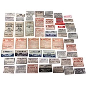 Vintage Pharmacy Apothecary Medicine Labels Stamps Collection Lot RARE - BD
